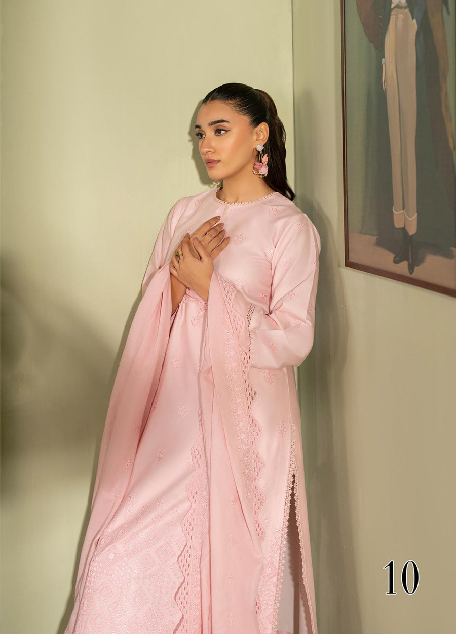 Raha by RajBari Premium Chikankari Embroidered Lawn Unstitched 3Pc Suit D-10