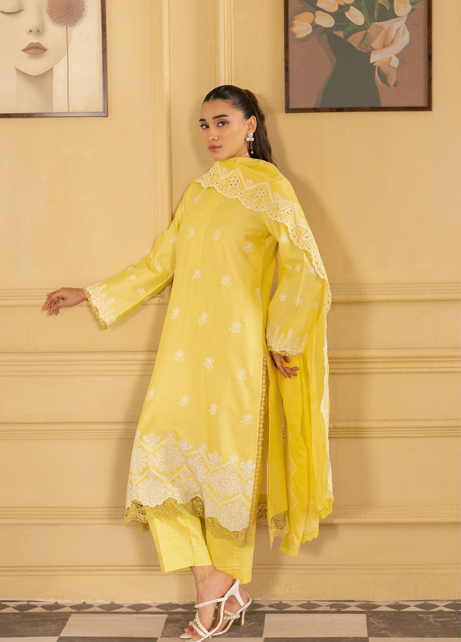 Raha by RajBari Premium Chikankari Embroidered Lawn Unstitched 3Pc Suit D-02
