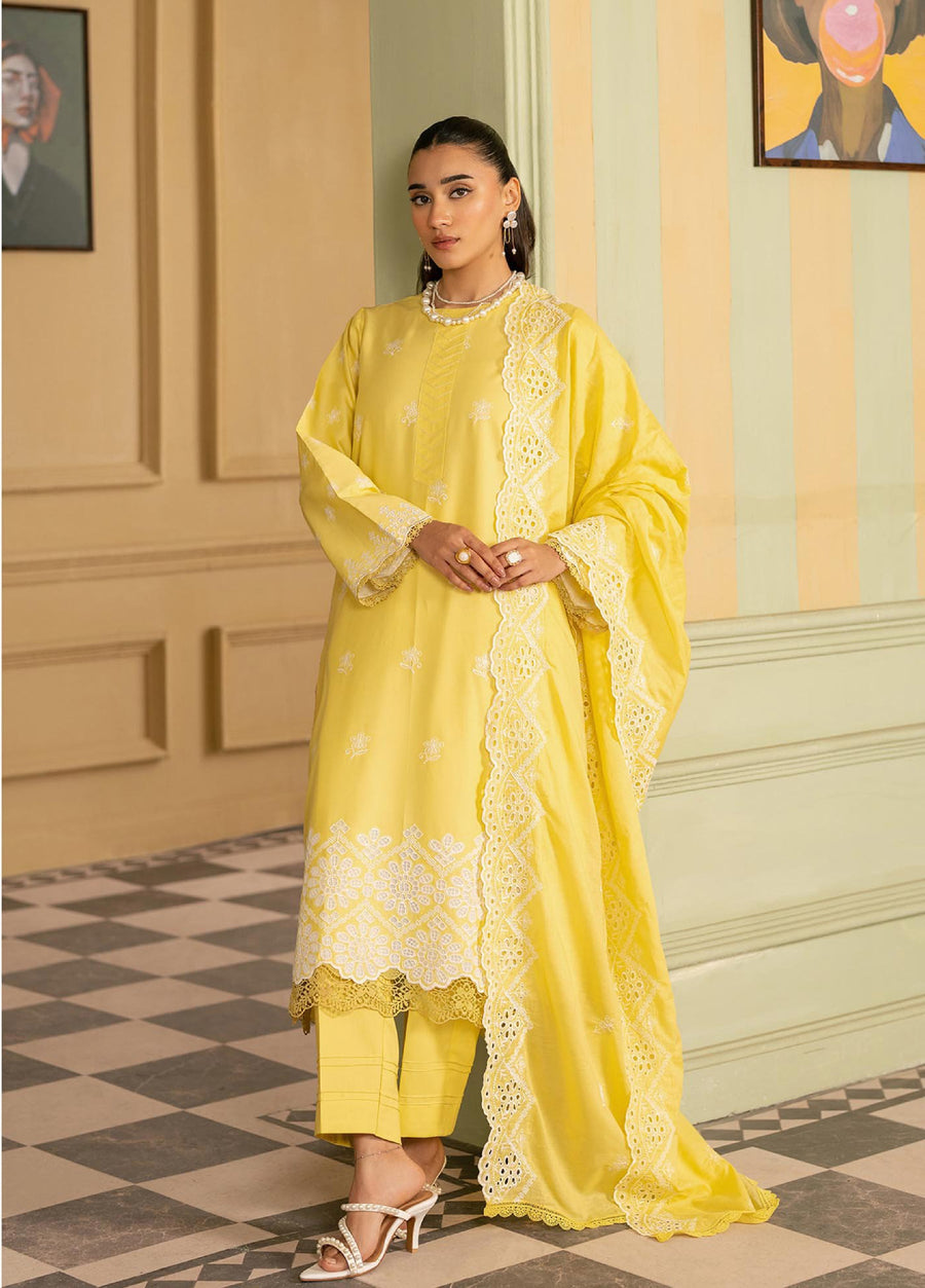 Raha by RajBari Premium Chikankari Embroidered Lawn Unstitched 3Pc Suit D-02