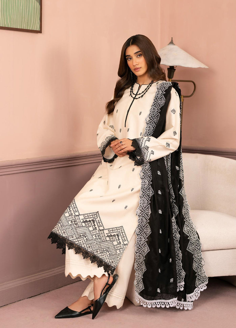 Raha by RajBari Premium Chikankari Embroidered Lawn Unstitched 3Pc Suit D-03