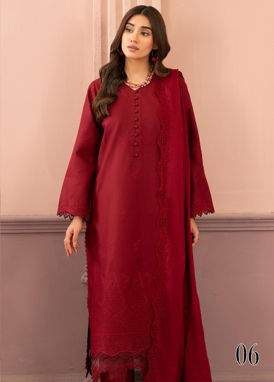 Raha by RajBari Premium Chikankari Embroidered Lawn Unstitched 3Pc Suit D-06