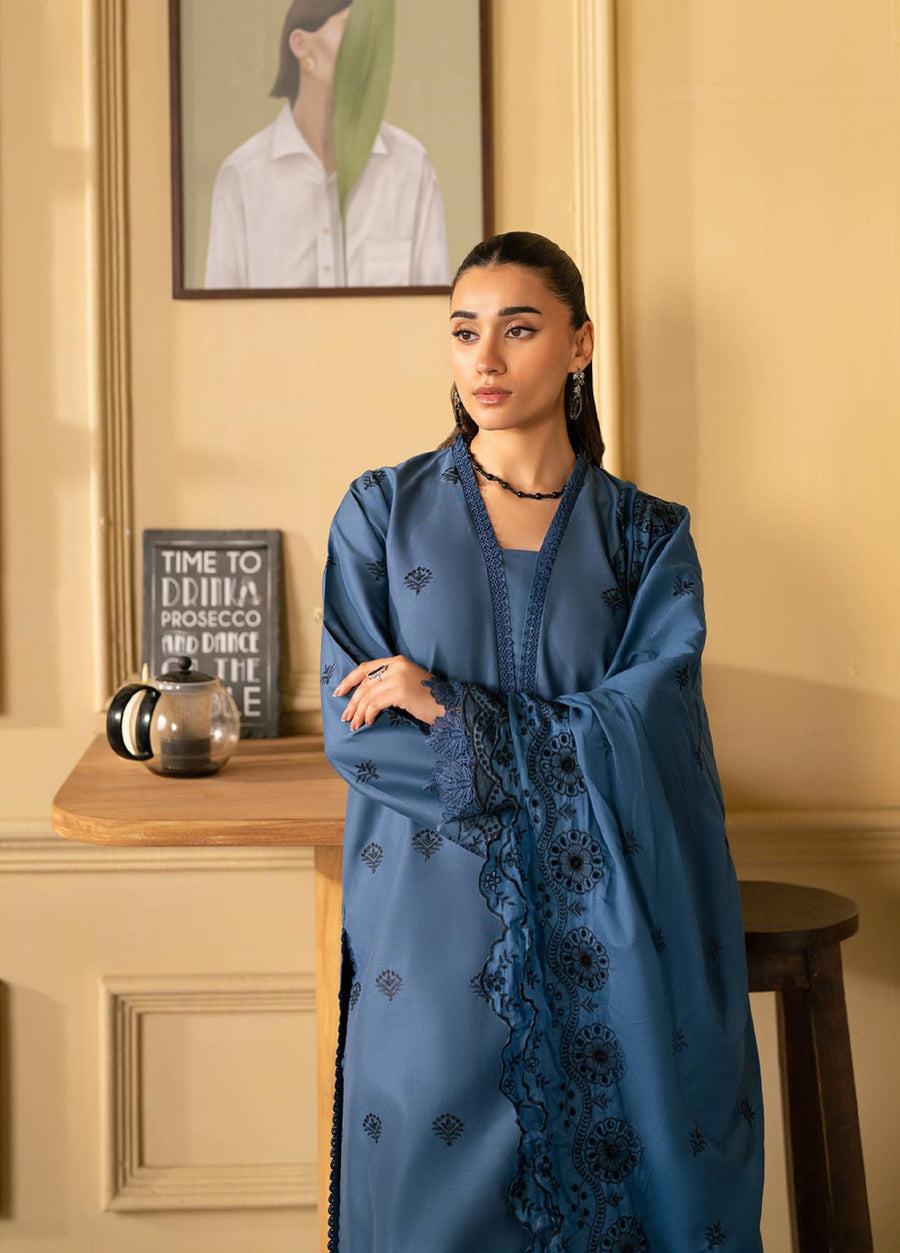 Raha by RajBari Premium Chikankari Embroidered Lawn Unstitched 3Pc Suit D-08