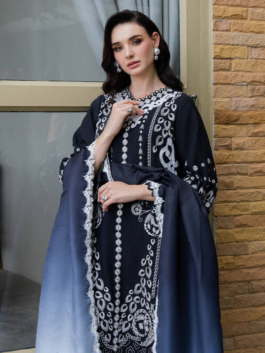 Faiza Faisal Dastaan Embroidered Khaddar Unstitched 3Pc Suit - REHA