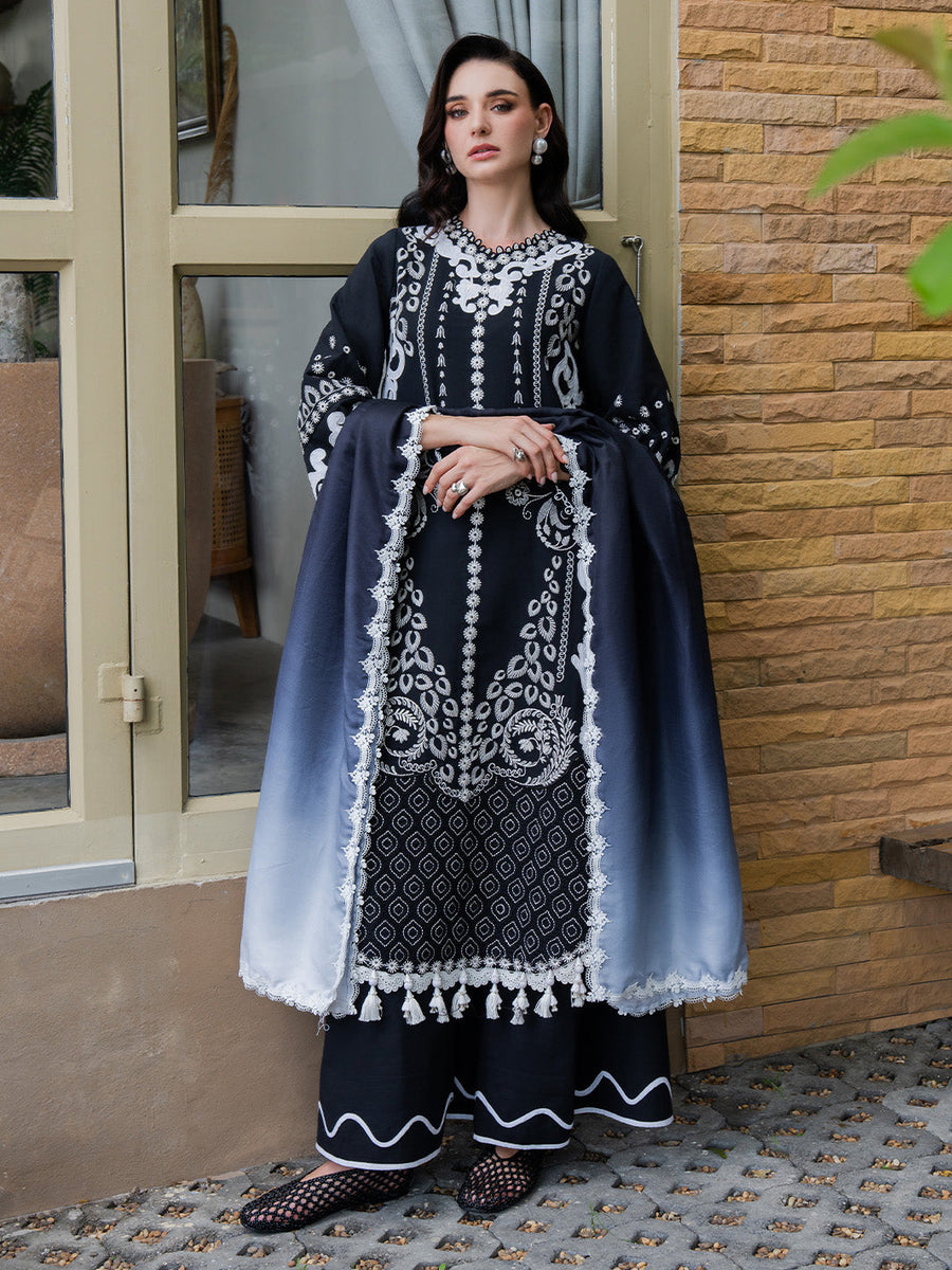 Faiza Faisal Dastaan Embroidered Khaddar Unstitched 3Pc Suit - REHA