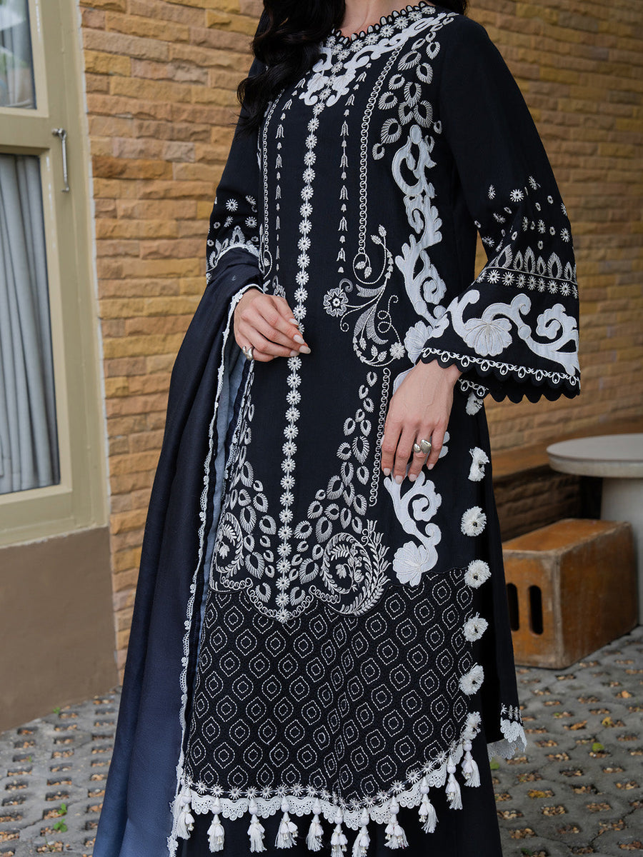 Faiza Faisal Dastaan Embroidered Khaddar Unstitched 3Pc Suit - REHA