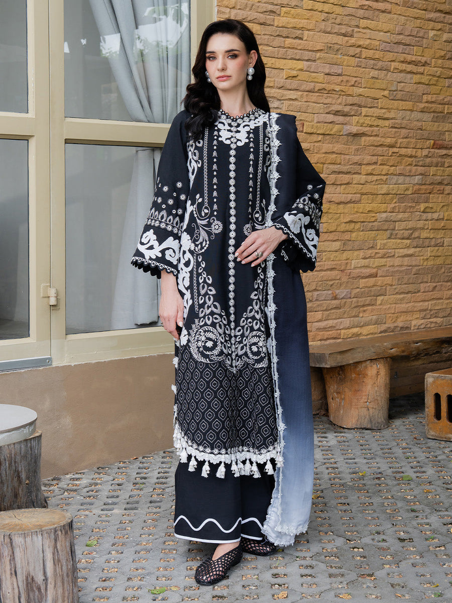 Faiza Faisal Dastaan Embroidered Khaddar Unstitched 3Pc Suit - REHA