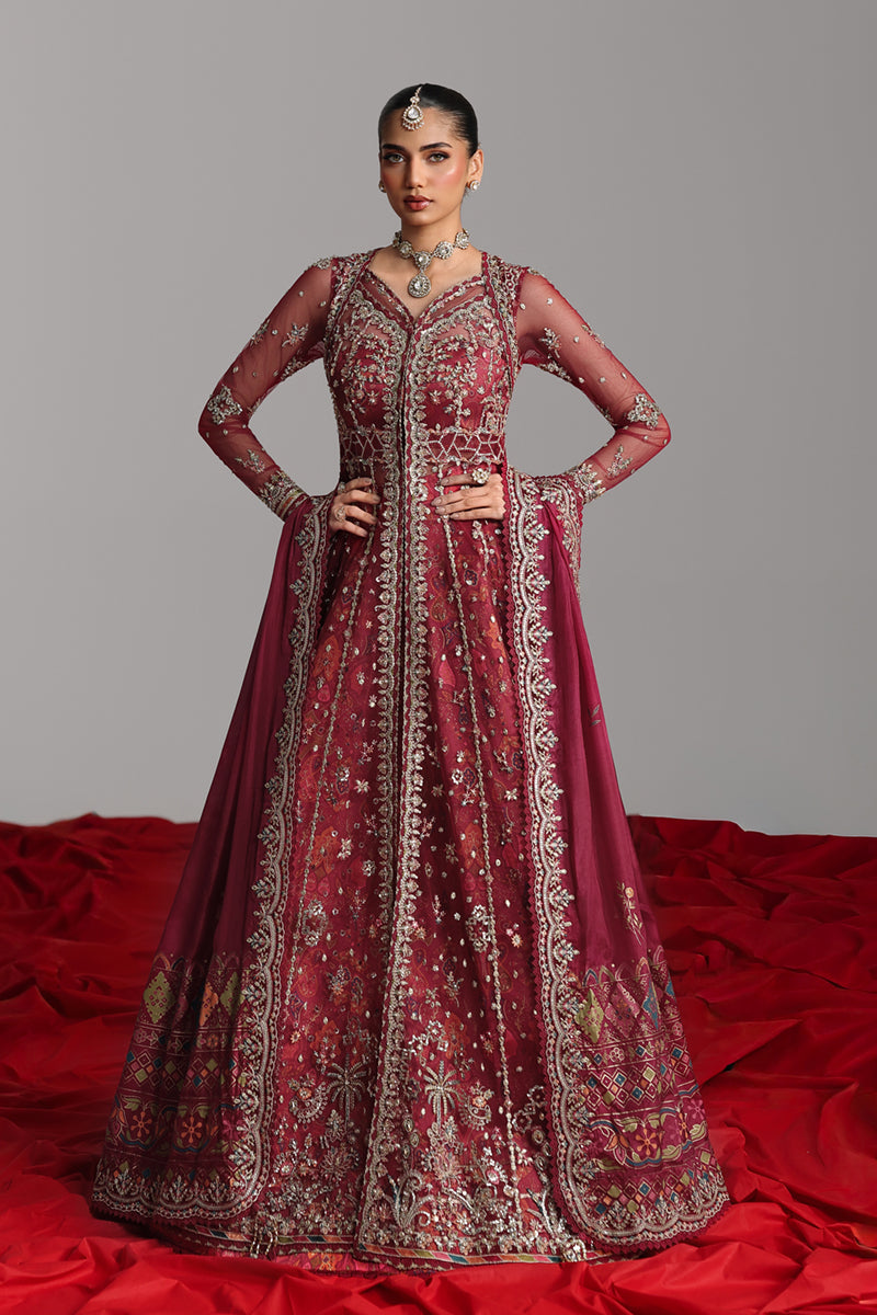 Qalamkar Shadmaani Embroidered Net Unstitched 3Pc Suit RH-01 JAHAN
