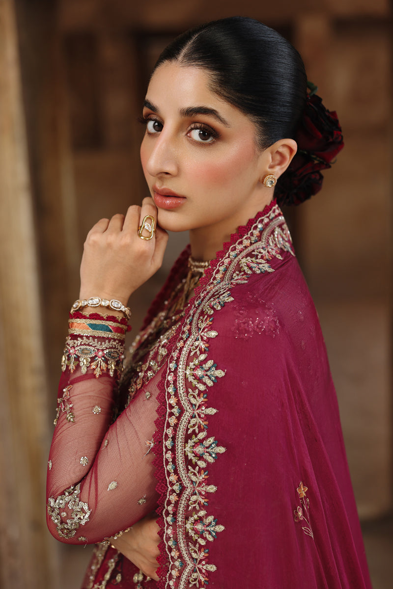 Qalamkar Shadmaani Embroidered Net Unstitched 3Pc Suit RH-01 JAHAN
