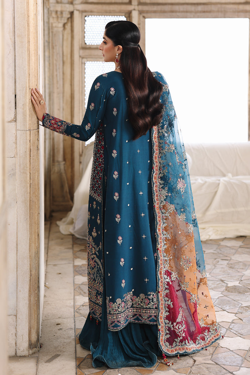 Qalamkar Shadmaani Embroidered Raw Silk Unstitched 3Pc Suit RH-02 NEELAM
