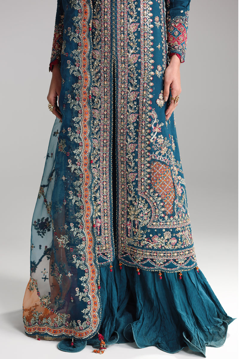 Qalamkar Shadmaani Embroidered Raw Silk Unstitched 3Pc Suit RH-02 NEELAM