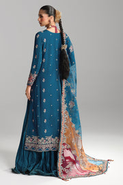 Qalamkar Shadmaani Embroidered Raw Silk Unstitched 3Pc Suit RH-02 NEELAM