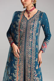 Qalamkar Shadmaani Embroidered Raw Silk Unstitched 3Pc Suit RH-02 NEELAM