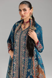 Qalamkar Shadmaani Embroidered Raw Silk Unstitched 3Pc Suit RH-02 NEELAM