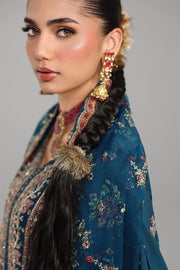 Qalamkar Shadmaani Embroidered Raw Silk Unstitched 3Pc Suit RH-02 NEELAM