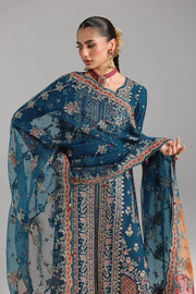 Qalamkar Shadmaani Embroidered Raw Silk Unstitched 3Pc Suit RH-02 NEELAM