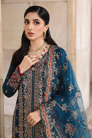 Qalamkar Shadmaani Embroidered Raw Silk Unstitched 3Pc Suit RH-02 NEELAM