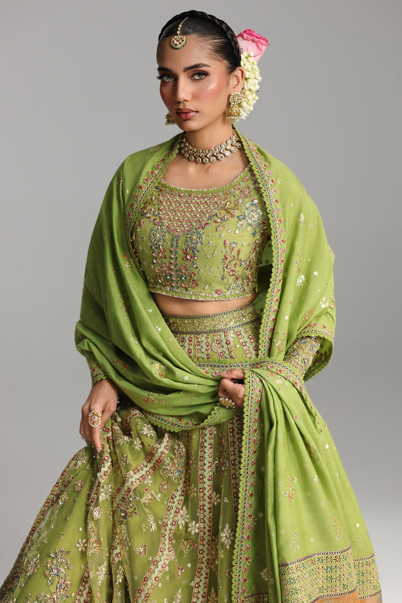 Qalamkar Shadmaani Embroidered Net Unstitched 3Pc Suit RH-03 GULNARA