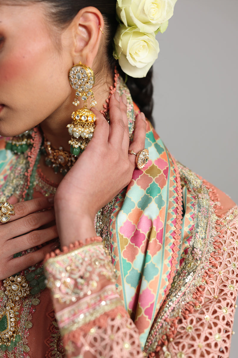Qalamkar Shadmaani Embroidered Organza Unstitched 3Pc Suit RH-04 ZEHRA