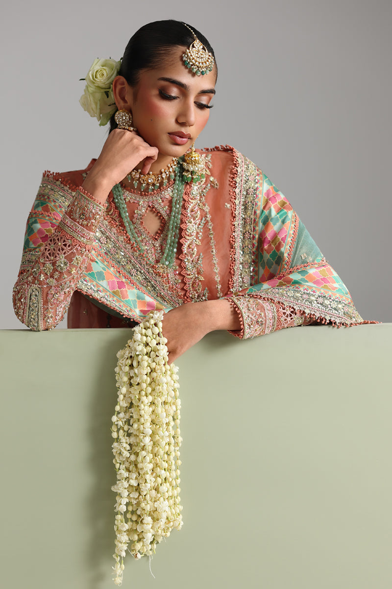 Qalamkar Shadmaani Embroidered Organza Unstitched 3Pc Suit RH-04 ZEHRA