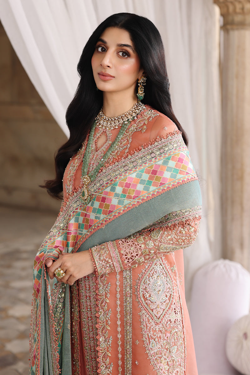 Qalamkar Shadmaani Embroidered Organza Unstitched 3Pc Suit RH-04 ZEHRA