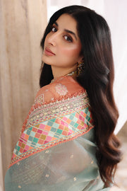 Qalamkar Shadmaani Embroidered Organza Unstitched 3Pc Suit RH-04 ZEHRA