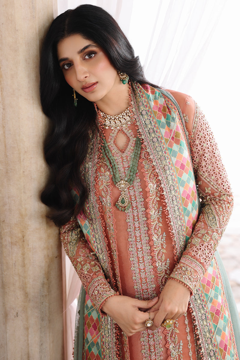 Qalamkar Shadmaani Embroidered Organza Unstitched 3Pc Suit RH-04 ZEHRA