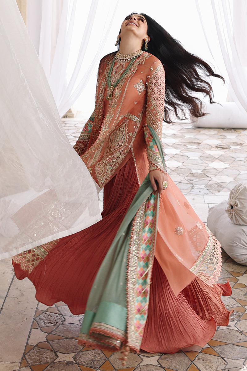 Qalamkar Shadmaani Embroidered Organza Unstitched 3Pc Suit RH-04 ZEHRA