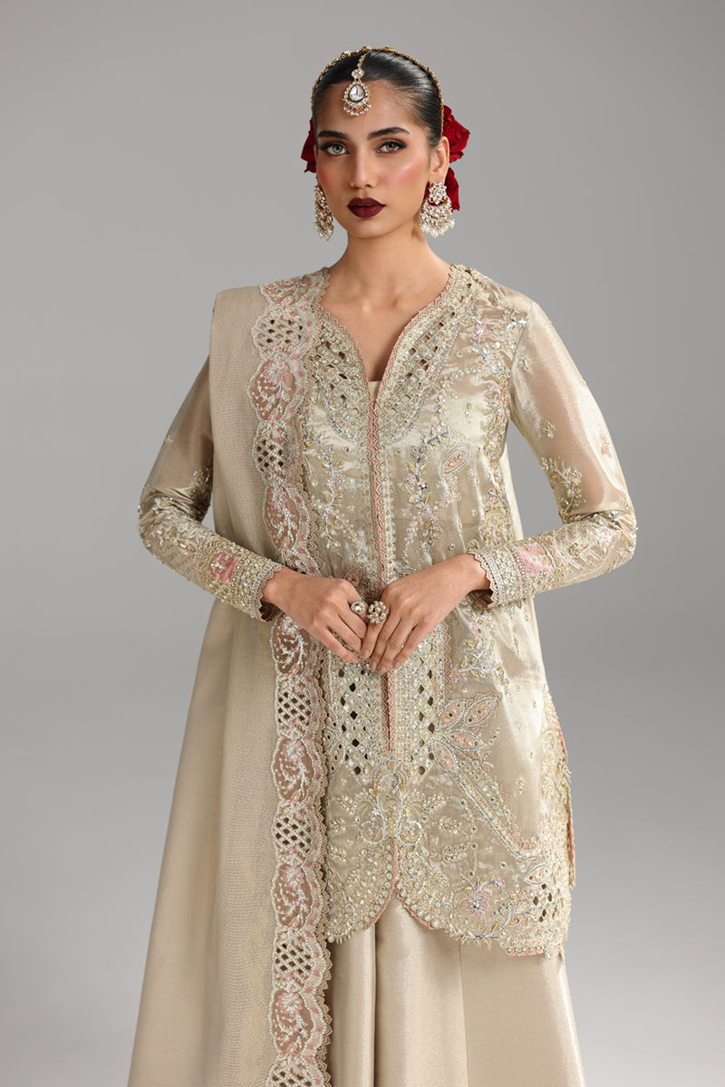 Qalamkar Shadmaani Embroidered Zari Tissue Unstitched 3Pc Suit RH-07 AMEERA