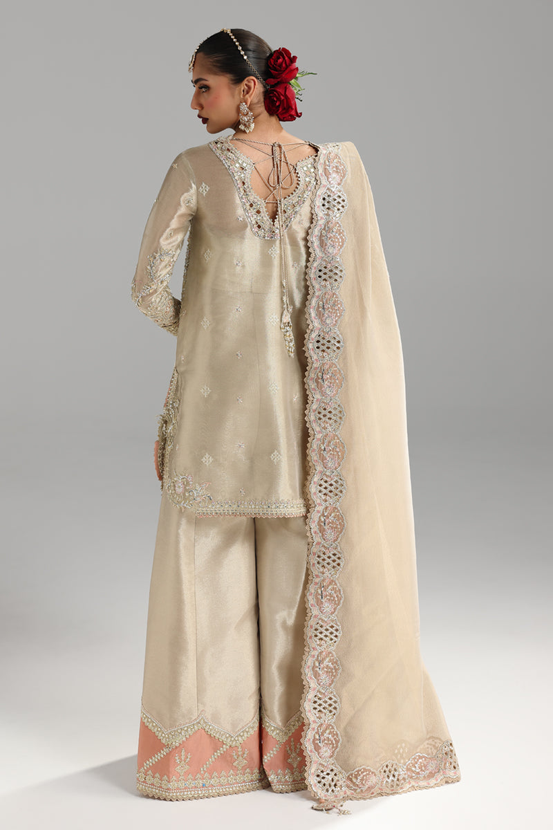 Qalamkar Shadmaani Embroidered Zari Tissue Unstitched 3Pc Suit RH-07 AMEERA