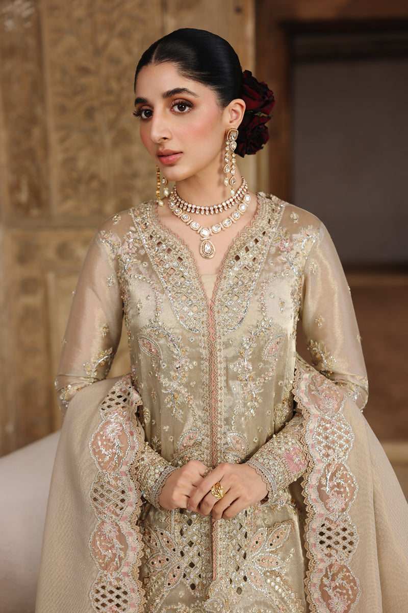 Qalamkar Shadmaani Embroidered Zari Tissue Unstitched 3Pc Suit RH-07 AMEERA