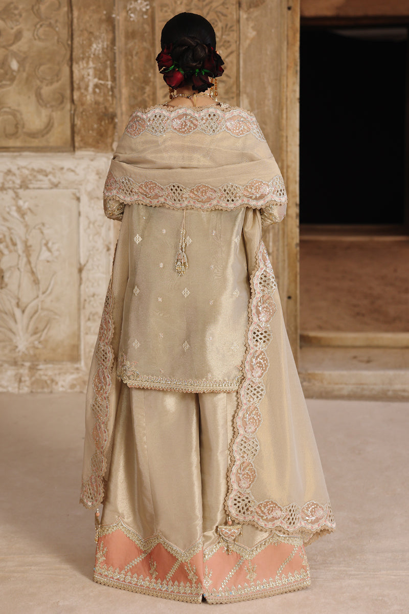 Qalamkar Shadmaani Embroidered Zari Tissue Unstitched 3Pc Suit RH-07 AMEERA