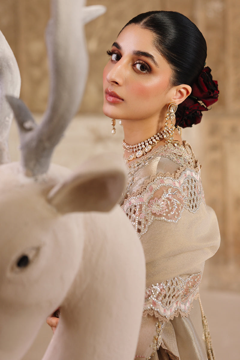 Qalamkar Shadmaani Embroidered Zari Tissue Unstitched 3Pc Suit RH-07 AMEERA