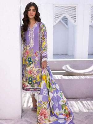 Roheenaz Leya Printed Lawn Unstitched 3Pc Suit RNZ-01B Hibiscus Bloom