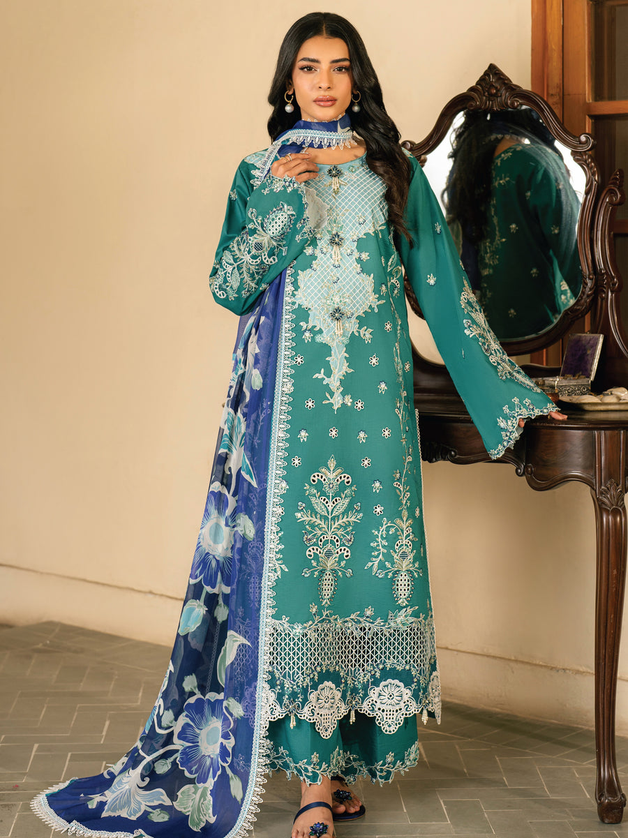 Roheenaz Aashiyana Embroidered Lawn Unstitched 3Pc Suit RNZ-02A Abeer