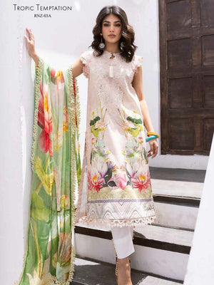 Roheenaz Leya Printed Lawn Unstitched 3Pc Suit RNZ-03A Tropic Temptation