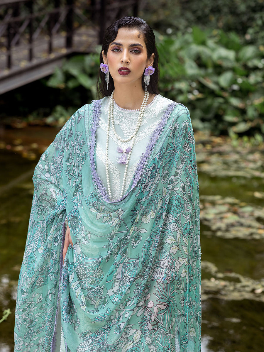 Roheenaz Dahlia Embroidered Lawn Unstitched 3Pc Suit RNZ-05A Gardenia