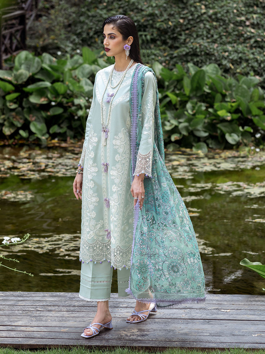Roheenaz Dahlia Embroidered Lawn Unstitched 3Pc Suit RNZ-05A Gardenia