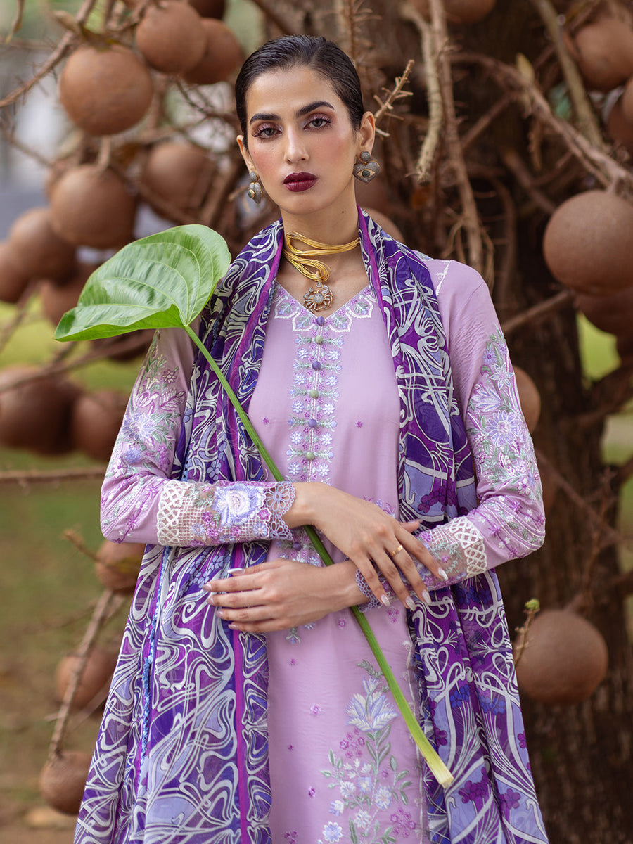 Roheenaz Dahlia Embroidered Lawn Unstitched 3Pc Suit RNZ-06A Hyacinth