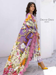 Roheenaz Leya Printed Lawn Unstitched 3Pc Suit RNZ-07A Orchid Oasis