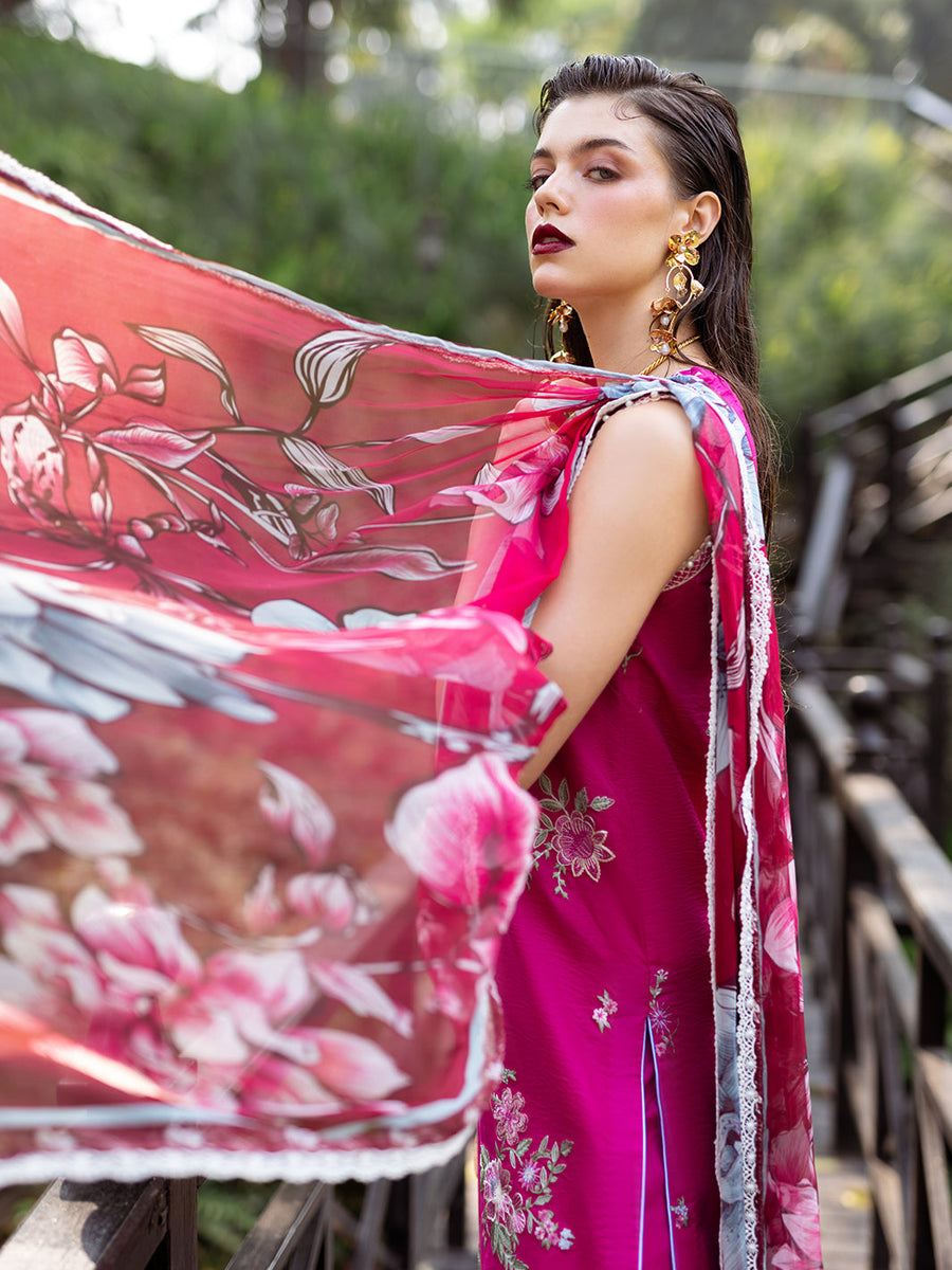 Roheenaz Dahlia Embroidered Lawn Unstitched 3Pc Suit RNZ-07B Camellia