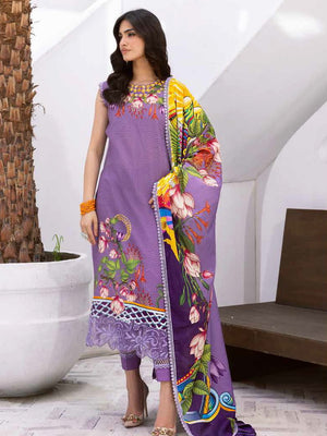 Roheenaz Leya Printed Lawn Unstitched 3Pc Suit RNZ-08A Flamingo Fancy