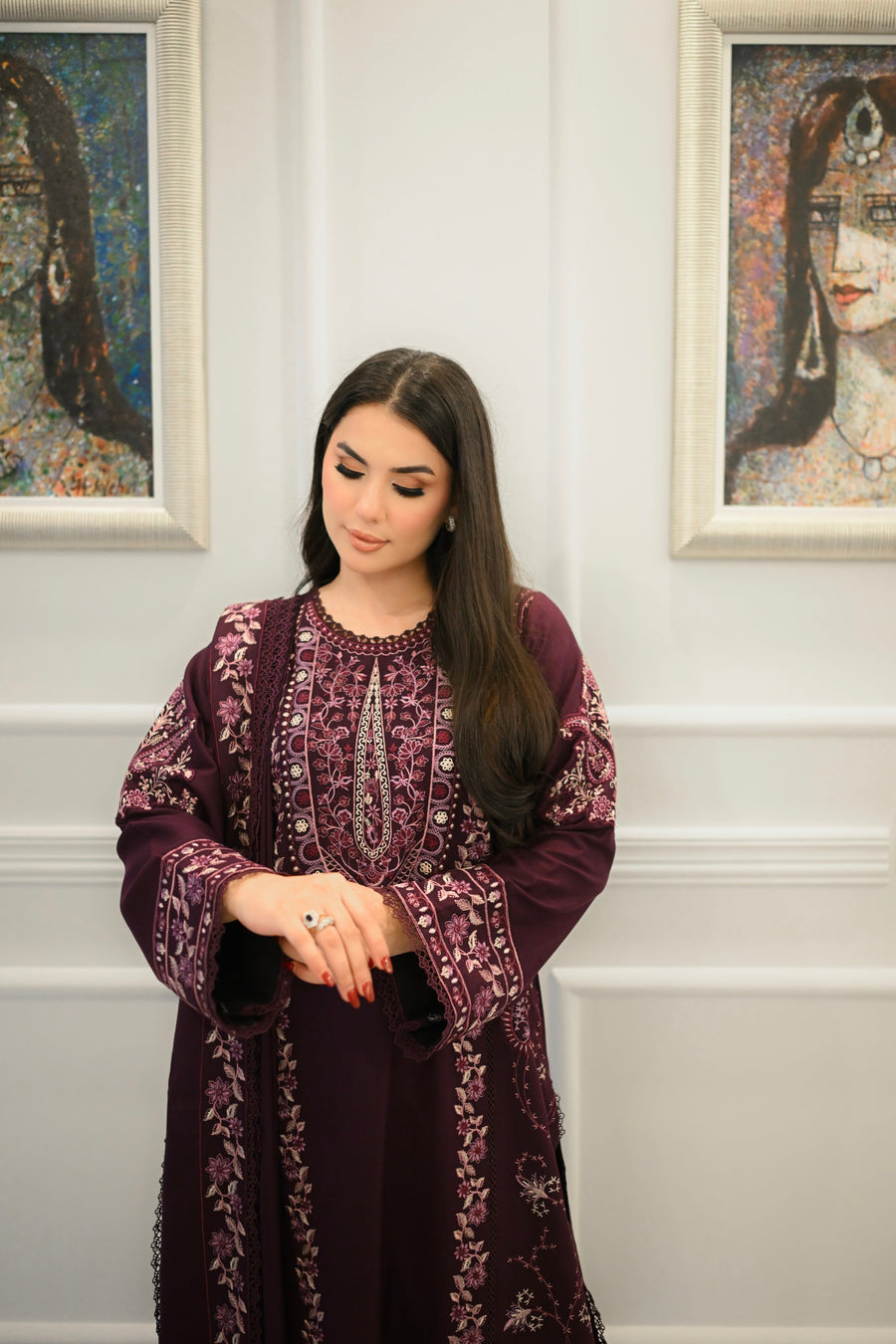 Faiza Faisal Afsana Embroidered Karandi Unstitched 3Pc Suit - ROOP
