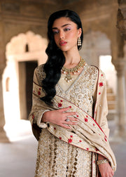Saira Shakira Embroidered Korean Raw Silk Unstitched 3Pc Suit - ROSE