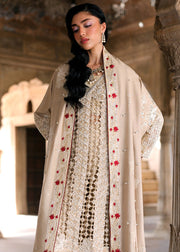 Saira Shakira Embroidered Korean Raw Silk Unstitched 3Pc Suit - ROSE