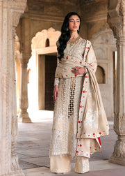 Saira Shakira Embroidered Korean Raw Silk Unstitched 3Pc Suit - ROSE
