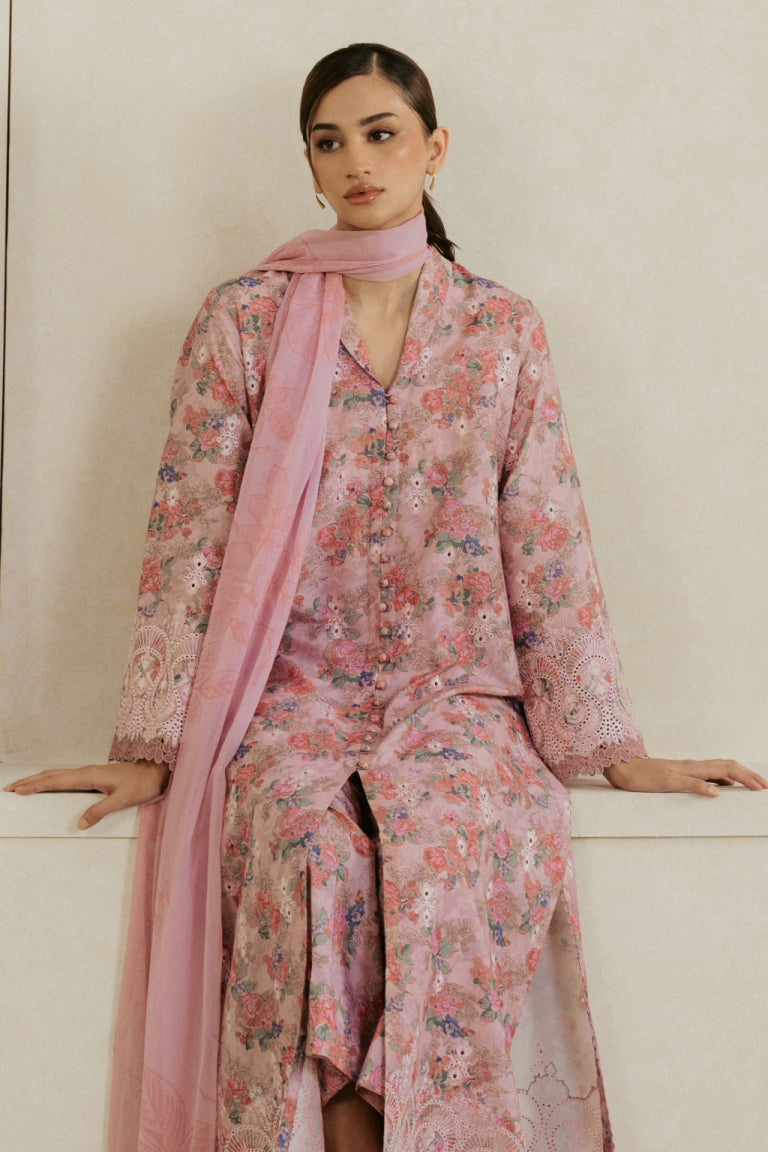 Ayzel Amore Embroidered Unstitched Lawn 3Pc Suit - ROSE