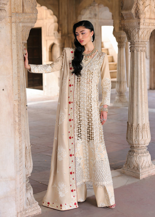 Saira Shakira Embroidered Korean Raw Silk Unstitched 3Pc Suit - ROSE