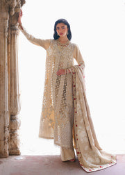 Saira Shakira Embroidered Korean Raw Silk Unstitched 3Pc Suit - ROSE