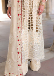 Saira Shakira Embroidered Korean Raw Silk Unstitched 3Pc Suit - ROSE