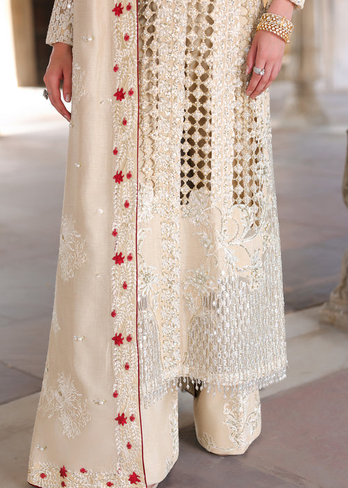 Saira Shakira Embroidered Korean Raw Silk Unstitched 3Pc Suit - ROSE
